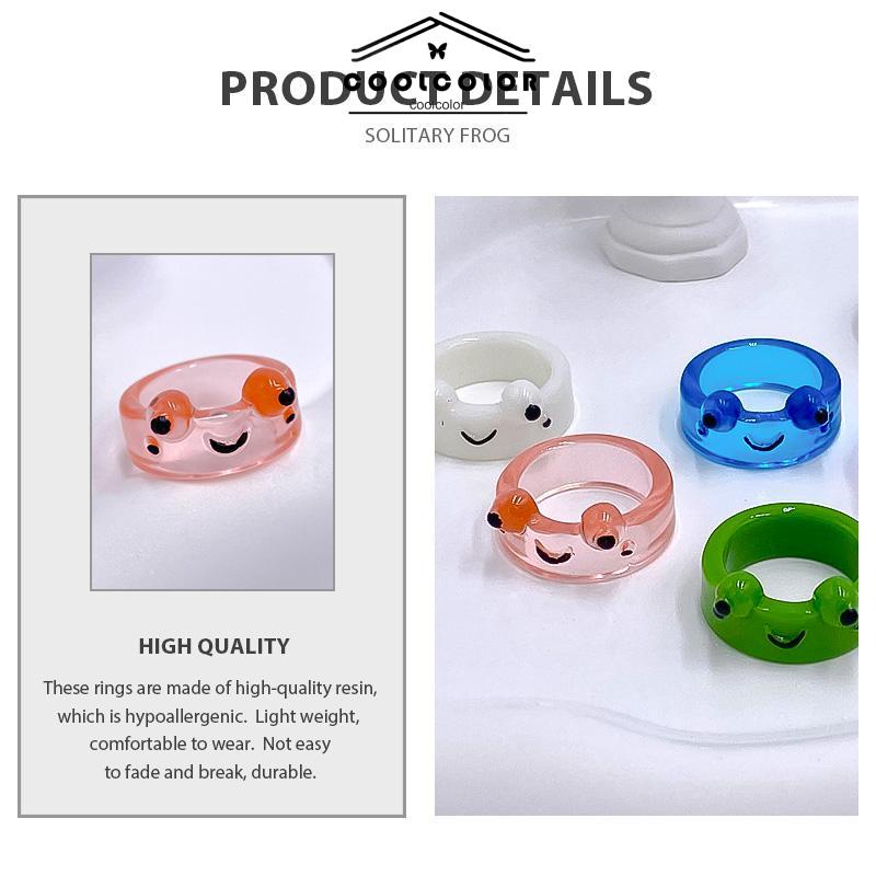 COD❤️Katak Resin Cincin Warna-warni Kepribadian Hewan Kartun Cincin Jari Lucu- cl