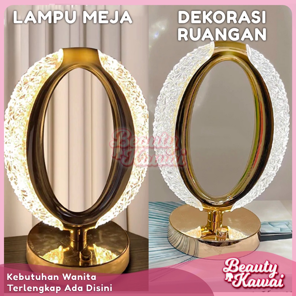 Lampu Meja Hias Aesthetic Acrylic Crystal LED Tidur Malam Cas USB Type-C