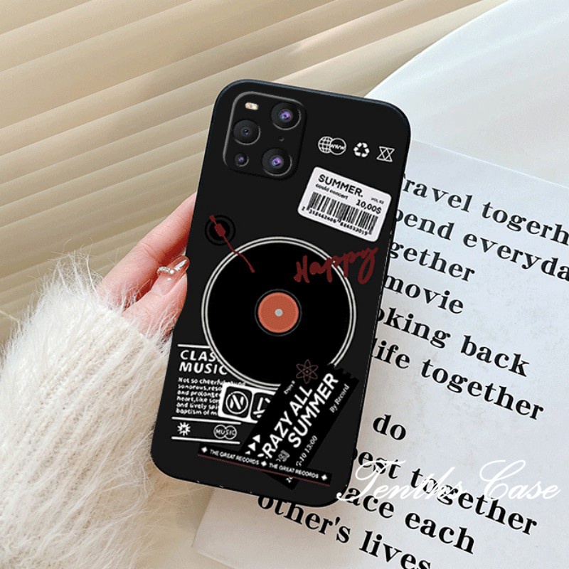 Casing Redmi 12C A1 10C 10A 10 9T 9 9C 9A Note 12 11 11s 10s 10 9 9s 8 Pro Mi12 11Lite 11T 13Pro Poco X3 Pro NFC 2023Black Disc Phone Case Silicon Cover