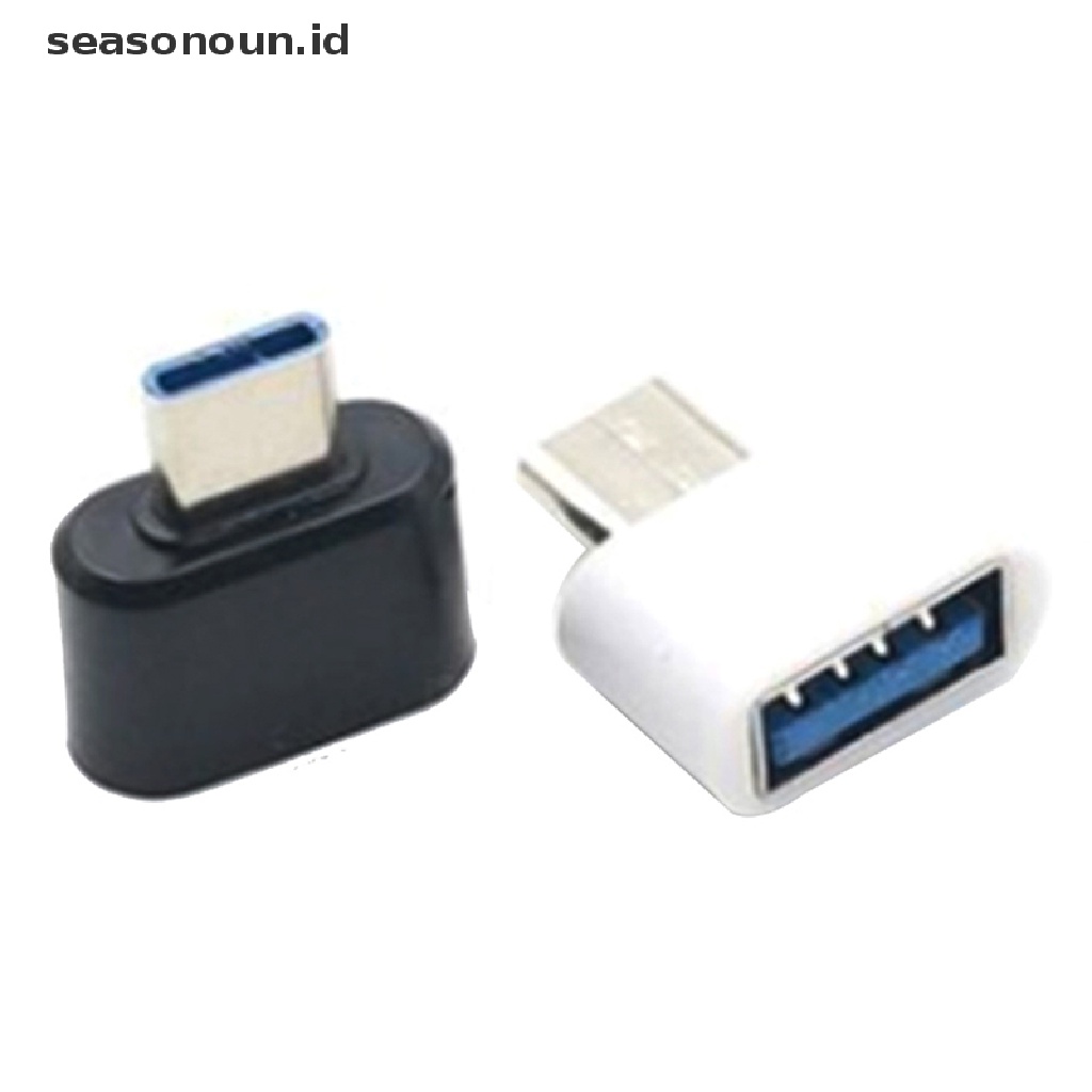 Seasonoun 10pc Konektor Konverter Adapter OTG Handphone Mini Tipe-C Male to USB Female.