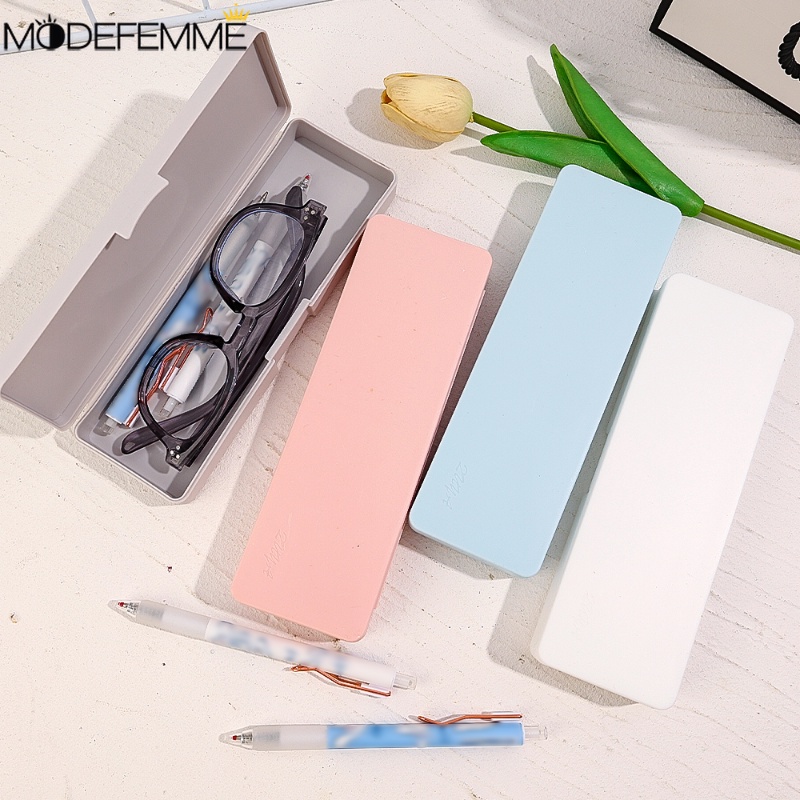 Perlengkapan Siswa Desktop Stationery Wadah Penyimpanan Kosmetik Diy Warna Solid Kotak Alat Tulis Sederhana PP Frosted Pensil Cases Kapasitas Besar Kotak Plastik