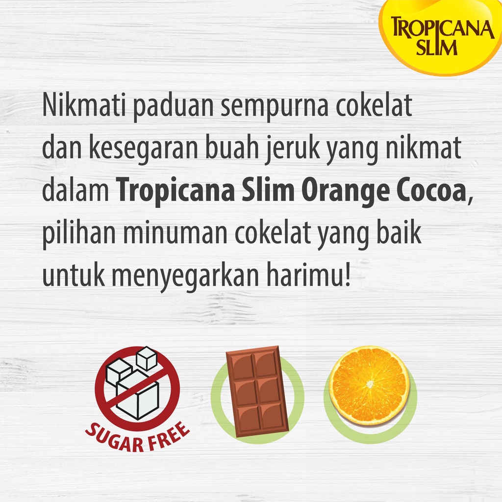 Tropicana Slim Orange Cocoa 4 Sachet Minuman Cokelat Jeruk Nikmat Tanpa Gula Pasir