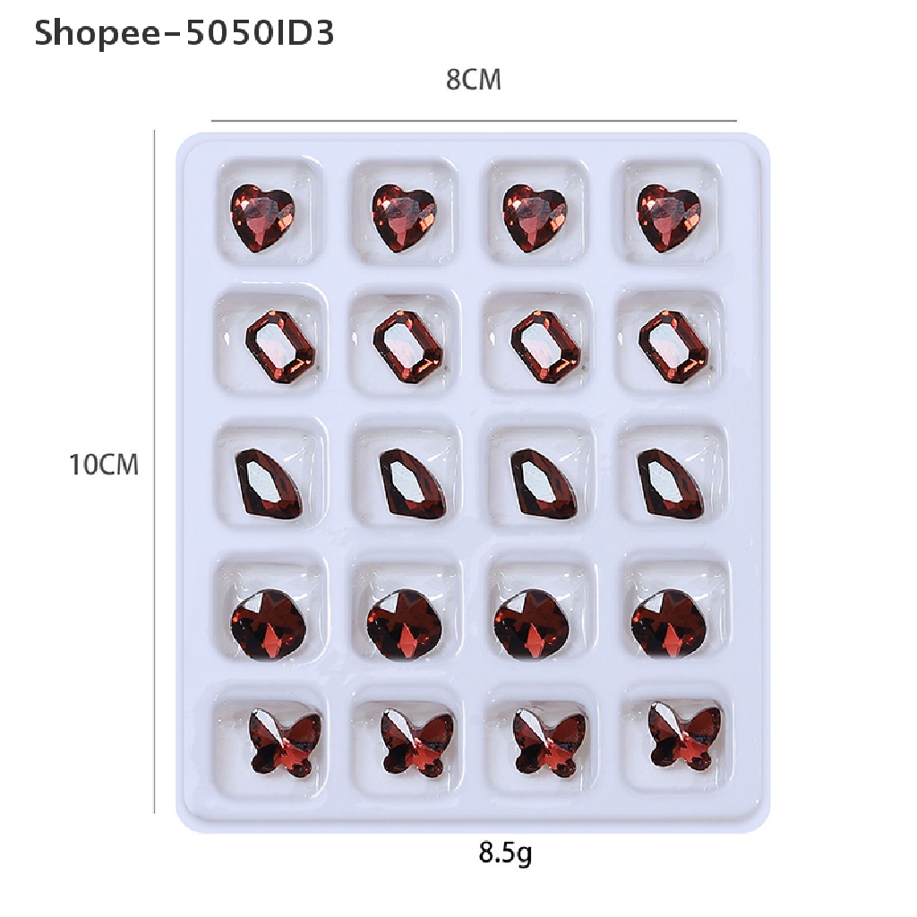 [HOT] 20pcs 3D Nail Art Rhinestones Kristal Batu Warna-Warni Tips Dekorasi DIY [ID]