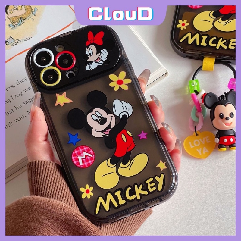 IPHONE Casing Ponsel Mickey Minnie Mouse Lucu Kompatibel Untuk Iphone7 8 Plus X XR XS Max14 11 13 12 Pro Max SE 2020 Flip Make Up Cermin Shockproof Lembut TPU Kartun Disney Phone Cover