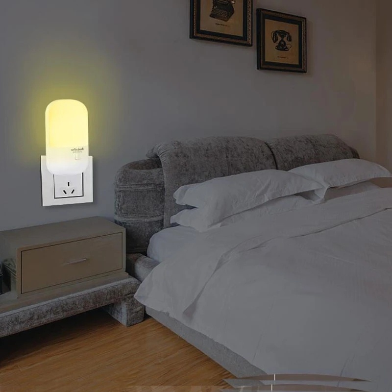 Duawarna Lampu Tidur/Saklar Colokan Hemat Energi LED Soket Makan Pencahayaan Indoor