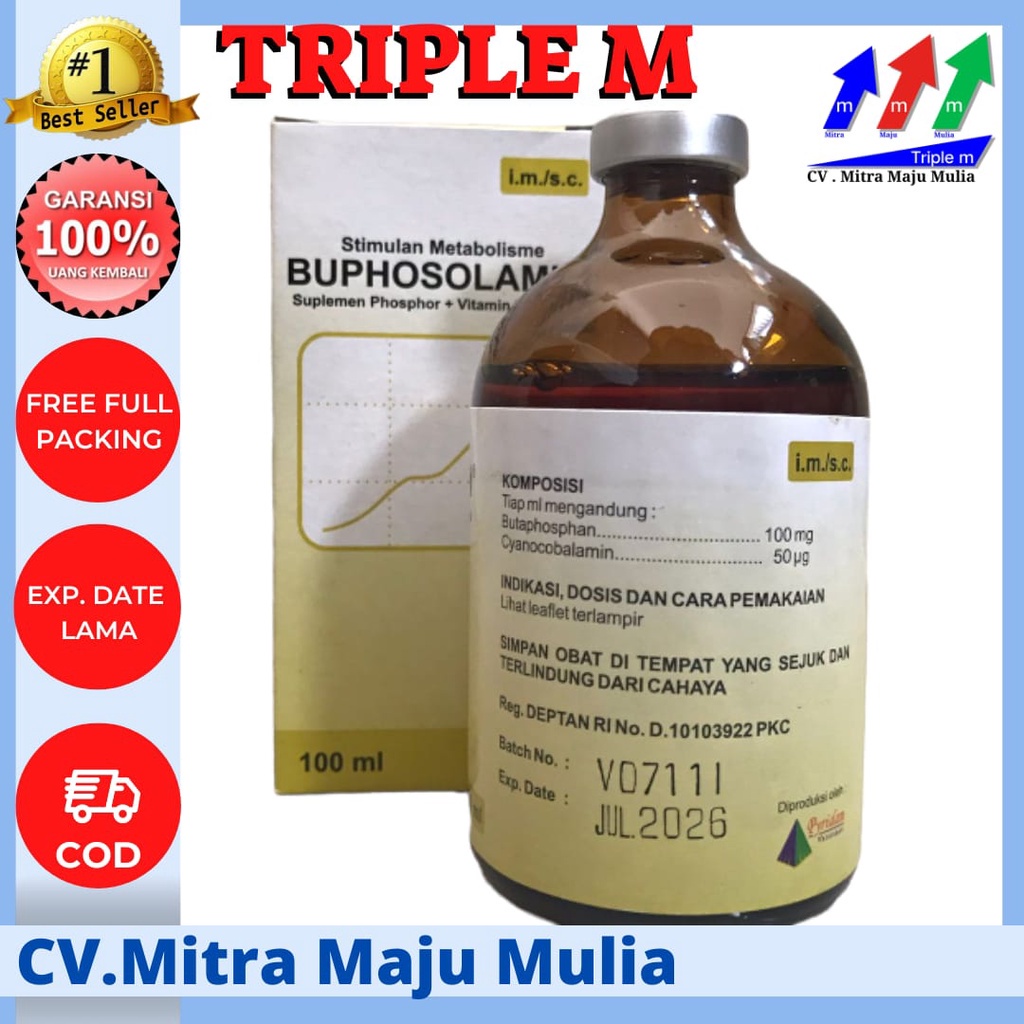 BUPHOSOLAMIN 100 ml - Vitamin Hewan Stimulan Metabolisme B12 &amp; Phospor Buphosalamin