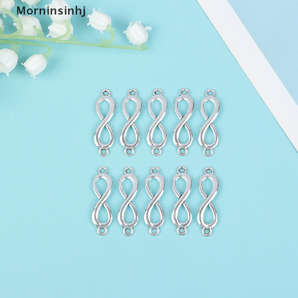 Mornin 20PCS Ch Link Infinity Symbol Sambungan Liontin Warna Silver DIY Membuat id