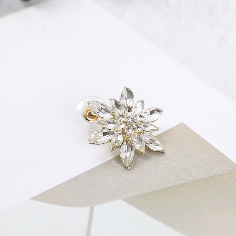 1pasang Fashion Snowflake Stud Earrings/Anting Bunga Zirkon Berkilau/Aksesoris Perhiasan Pesta Wanita