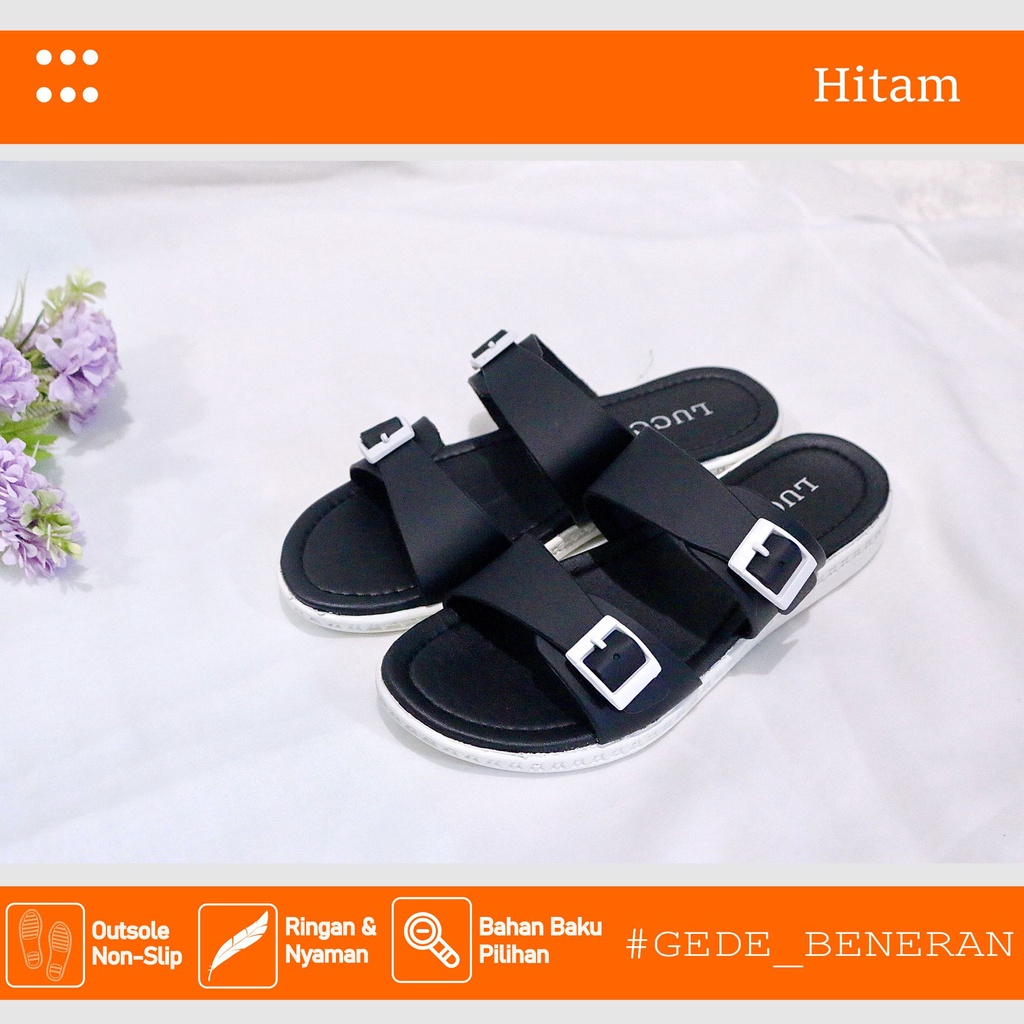 Sendal Cewek Slip On Double Slip Jumbo Size Ukuran 37-43 Bukan Impor