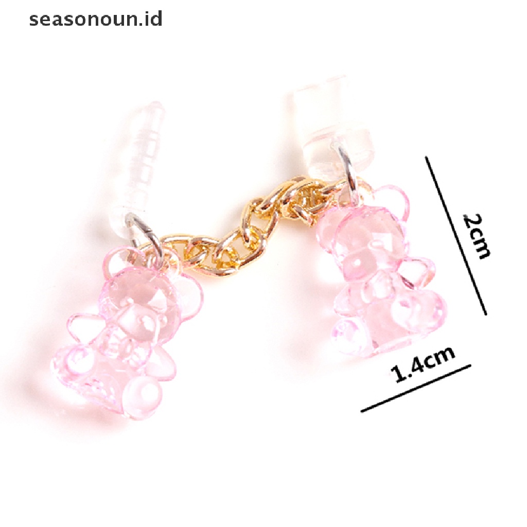 Seasonoun Akrilik Beruang Ponsel Headphone Lubang Debu Plug Charging Port Plug Pendant.