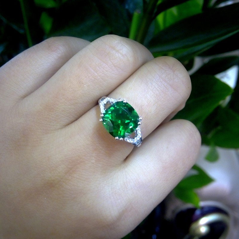 Goldkingdom Aksesoris Perhiasan Fashion Ready Stock Cincin Safir Eropa Berlapis Perak Bertatahkan Dengan Cincin Zamrud Ruby Berwarna Perempuan