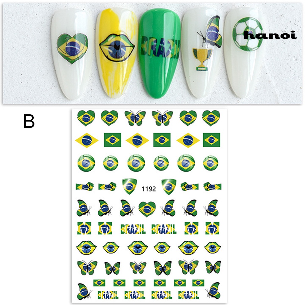 Hi Stiker Kuku Pola Indah Warna Hidup Perekat Diri Kuat Lengket Yang Dapat Dilepas Dekoratif Ultra-Tipis Gaya Sepak Bola DIY Mudah Mengelupas Kuku Stiker Perlengkapan Kuku