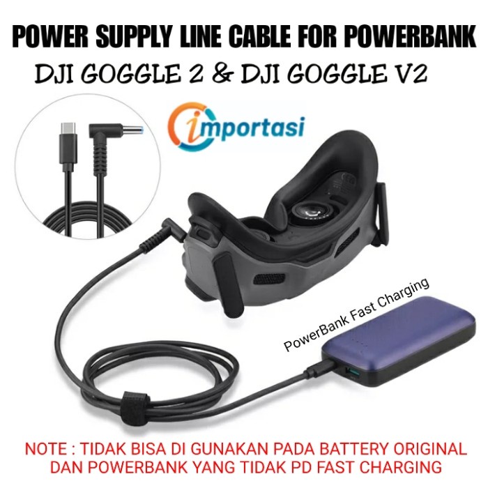 Power Supply Line Cable For PowerBank DJI GOGGLE 2 Charging Kabel