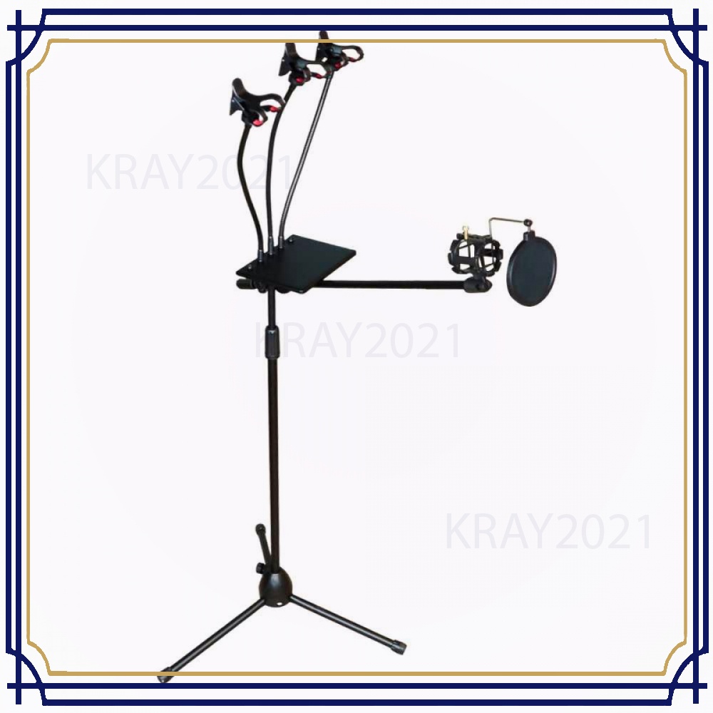 Microphone Standing Holder Tripod 3xSmartphone Holder -TP184