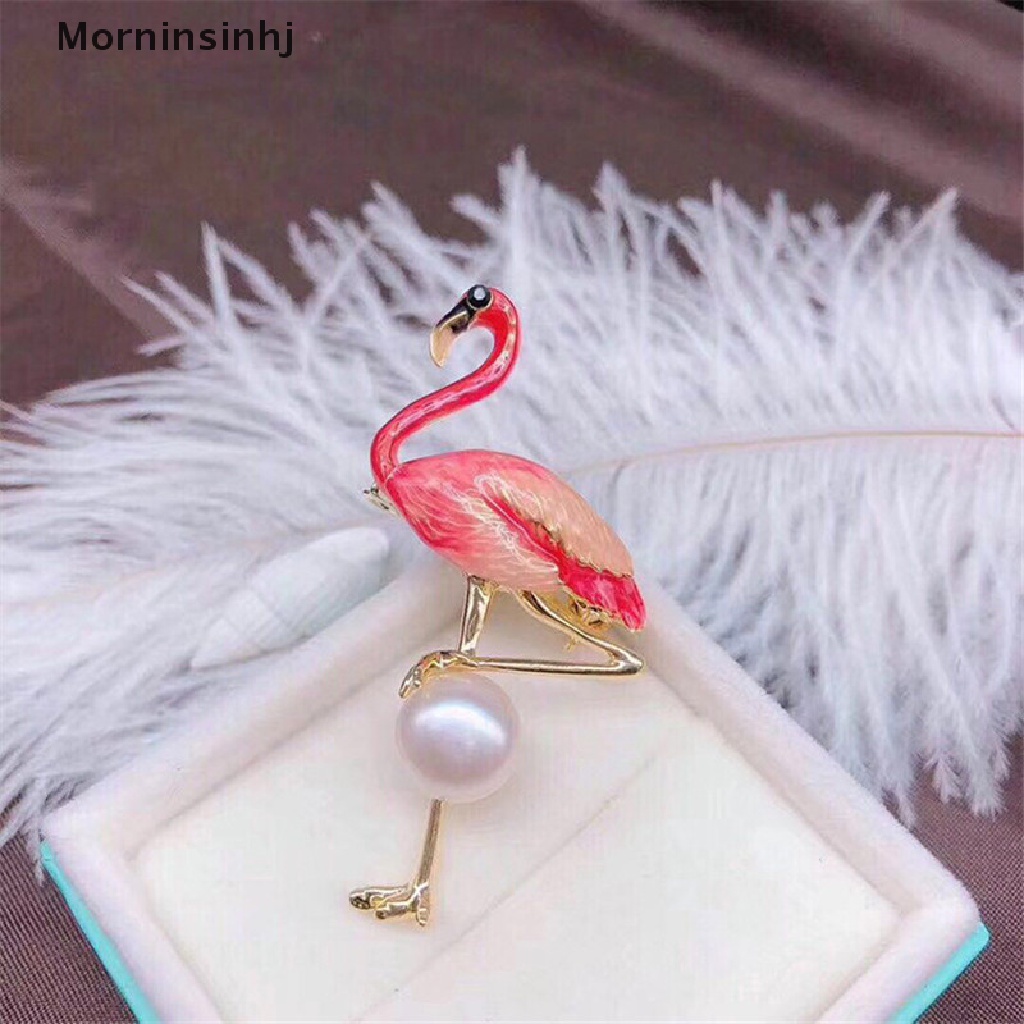 Mornin Bros Flamingo Hidup Unisex Wanita Dan Pria Brooch Pin Burung Baju Mantel Perhiasan id