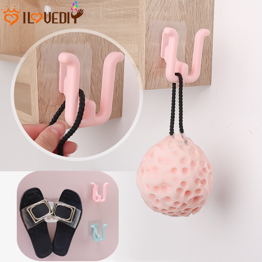 Hemat Tempat Barang Finishing Rak Handuk Kalung Kunci Holder Dua Slot Sepatu Gantungan Hook Bantalan Kuat Organizer Alat Rak Saluran Sandal Tempel Dinding