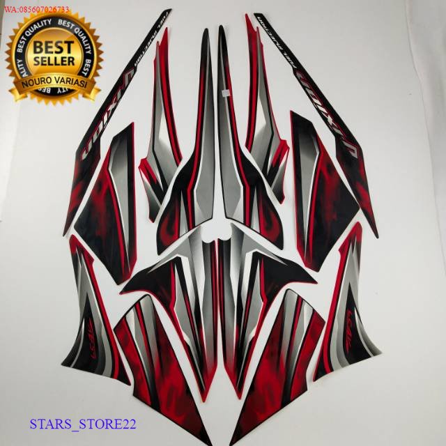 (ORI) striping yamaha vixion 2012 old hitam merah list body standar KUALITAS ORIGINAL PABRIK