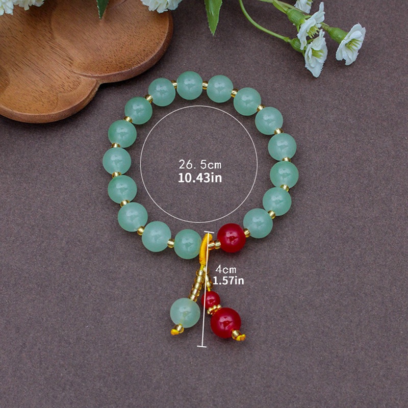 Giok Hijau Manik-Manik Unicorn Gelang Wanita Bulat Chalcedony Buddha Bead Yoga Bangles Penyembuhan Energi Perhiasan Hadiah