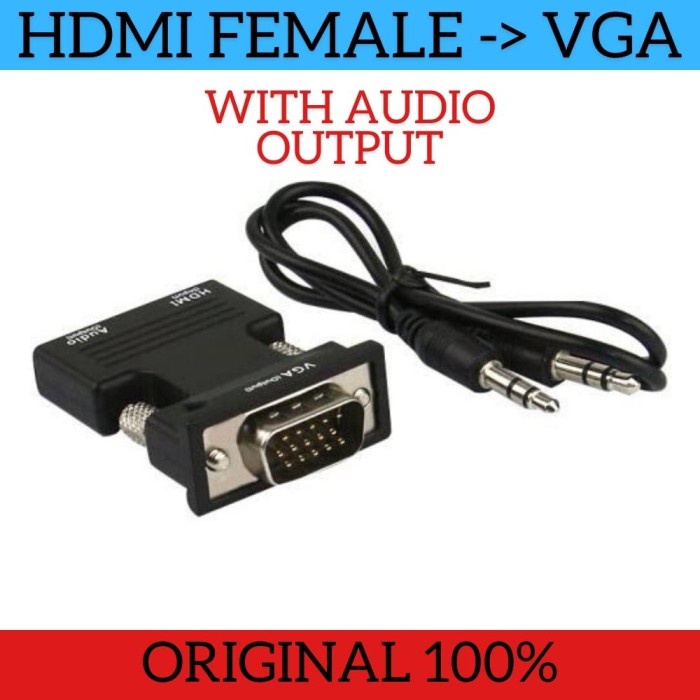 Adapter Converter HDMI Female to VGA Male 1080P With Audio Port Output