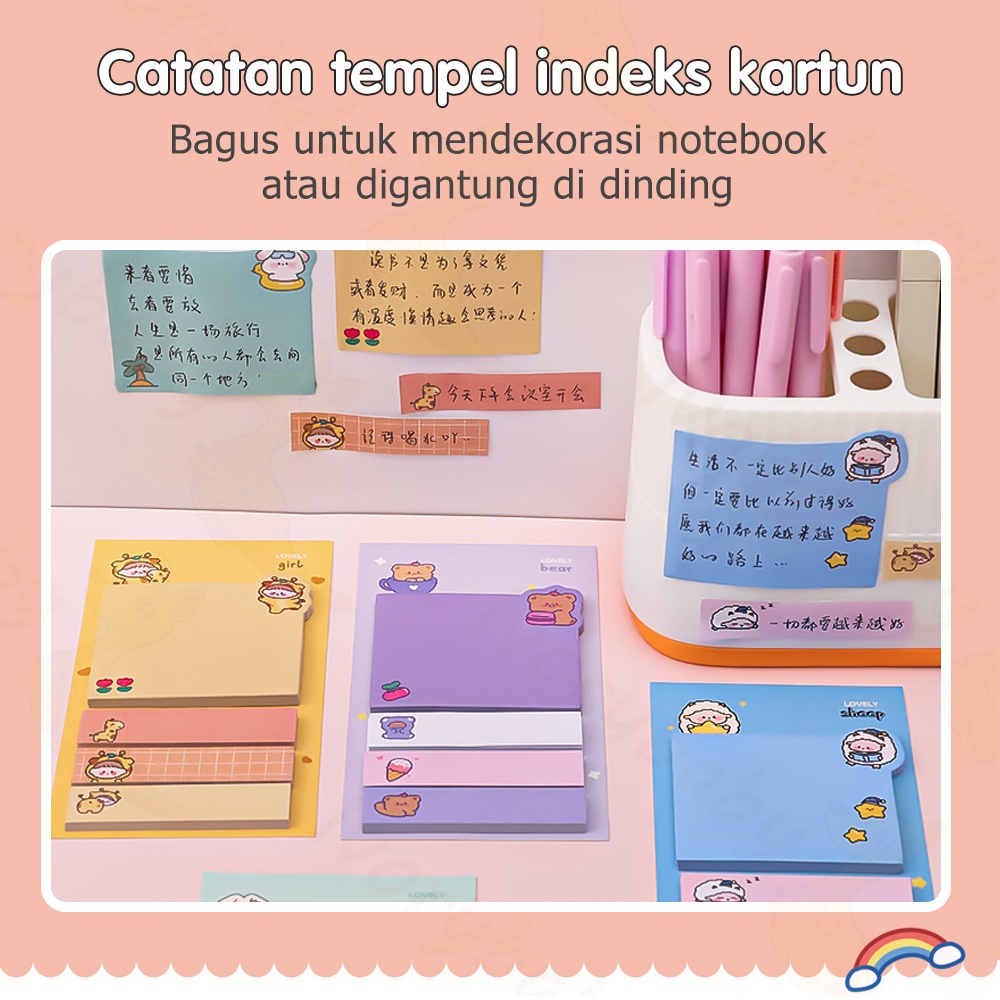 Ivorybaby Sticky notes 6 baris kertas memo 4 line memo note Tempelan lucu