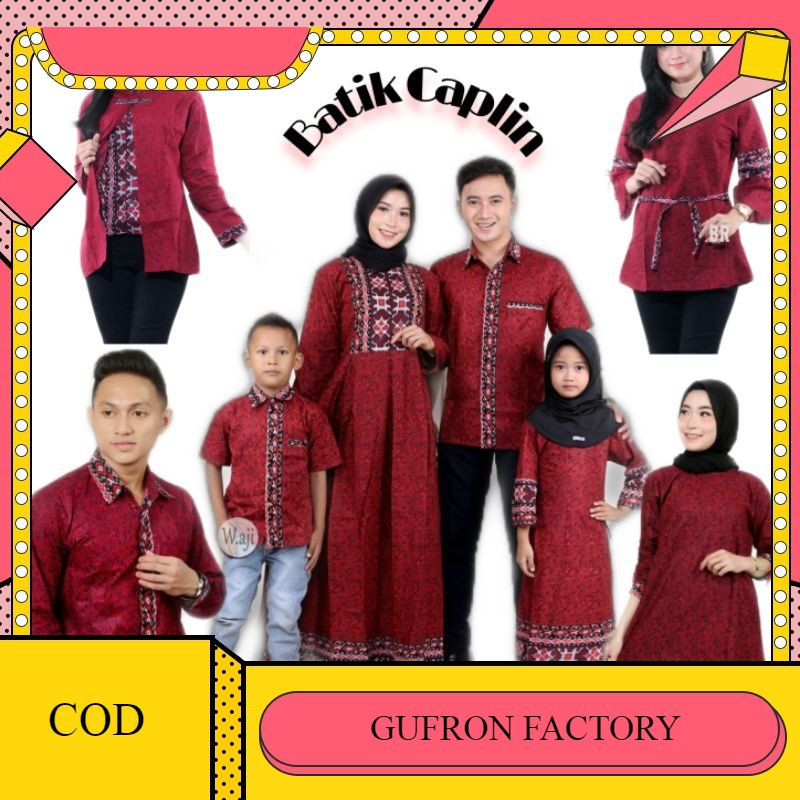 Batik couple keluarga modern terbaru set couple batik keluarga gamis jumbo mega merah termurah di sh