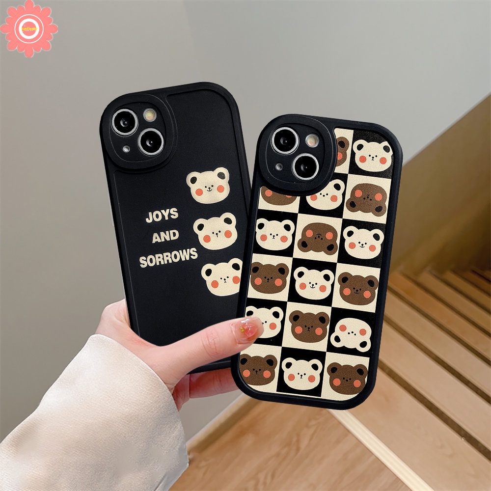 Kartun Lucu Beruang Case Infinix Hot10 10s 10T 11s Pintar5 6 Hot 9 11 10 Bermain Hot 10 Lite Note8 Fashion Berlian Kisi Beruang Bahagia Teh Susu Soft Cover