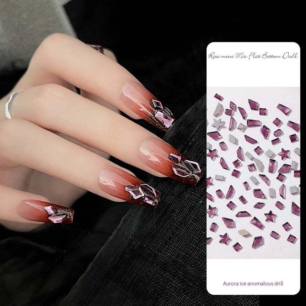 Mxbeauty Kuku Berlian Imitasi Wanita Fashion Tidak Teratur Berbentuk Bintang Manikur Aksesoris Diprofilkan Bor 3D Nail Art Drills