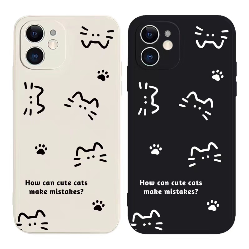 IPHONE Ins Pola Kucing Cocok Untuk Iphone14 14pro 14plus 13 13pro 13prm iPhone12 7Plus 8Plus Xr XS 13 Pro Max Empat Sudut Casing Ponsel Tahan Guncangan