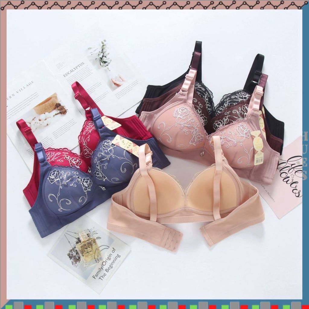 HUES.ID Bra Push Up Brukat Tanpa Kawat Wanita Import 9041