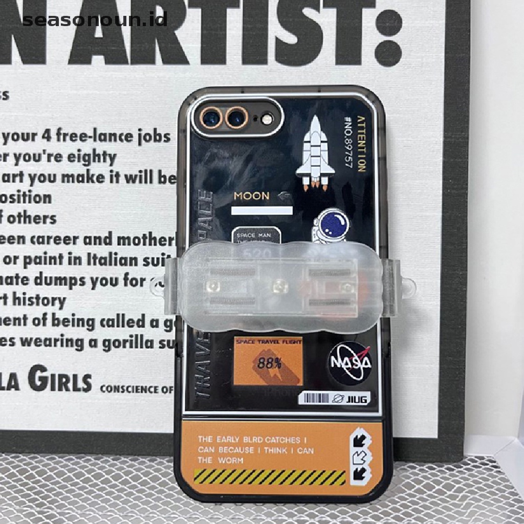 Seasonoun DIY Messenger Bag Chain Mobile Phone Case Back Clip Detachable Bear Wave Klip Belakang Untuk iPhone Samsung Klip Universal.