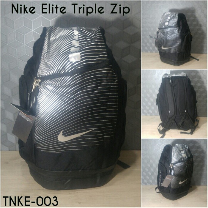 backpack tas basket nike hoops elite triple zip black silver