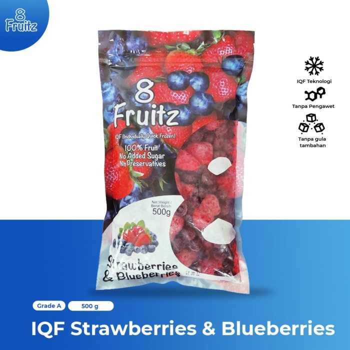 

8 Fruitz IQF Frozen Strawberry Blueberries 500 gram