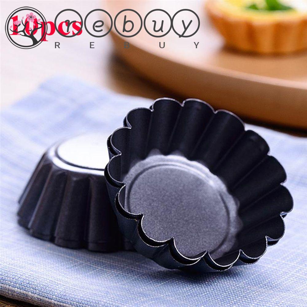 Rebuy 10pcs / Set Cetakan Cupcake / Muffin / Puding Mini Bahan Carbon Steel Anti Lengket Reusable