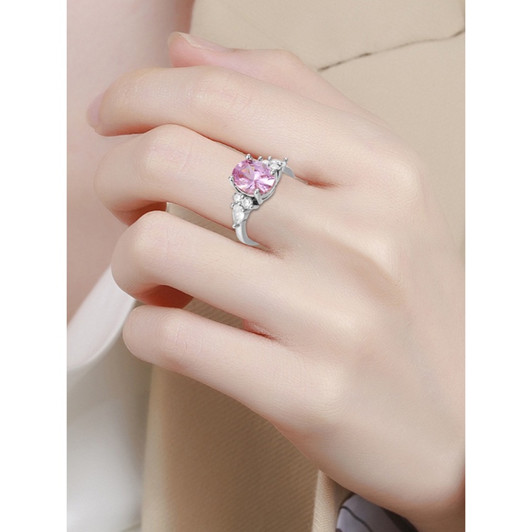 Elegan Pink Kristal Cubic Zircon Wanita Cincin Putri Pernikahan Punk Band Warna Rose Gold Perempuan Jari Cincin Pertunangan Pesta