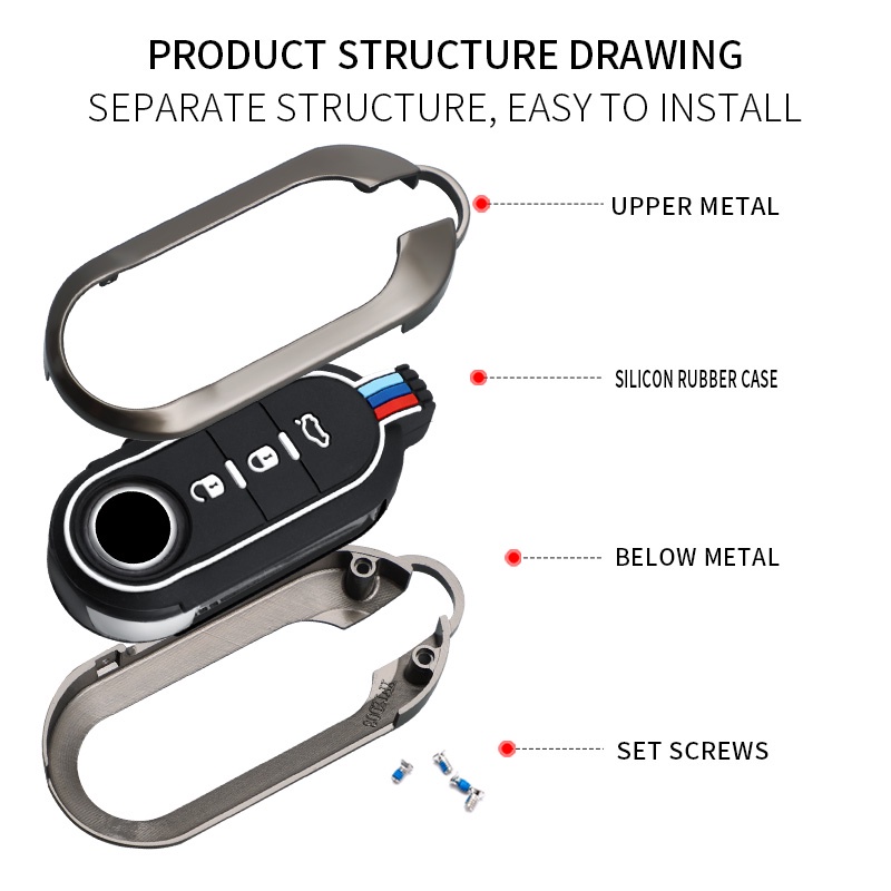 3tombol Cover Case Kunci Flip Mobil Untuk Fiat Ducato 500 500L Panda Grande Punto Lancia Musa Auto Shell Fob Keychain Aksesoris