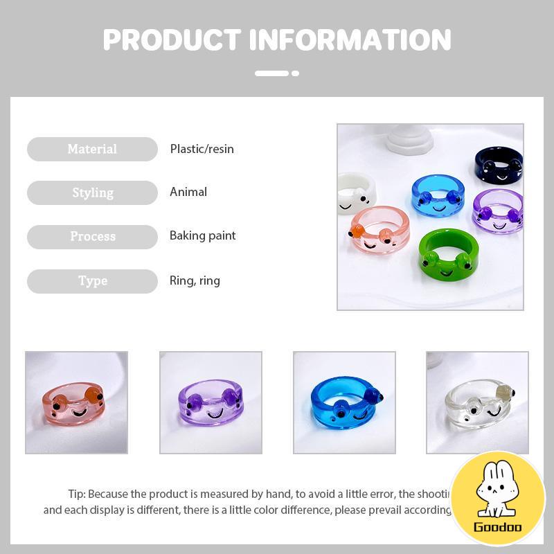 Katak Resin Cincin Warna-warni Kepribadian Hewan Kartun Cincin Jari Lucu -Doo