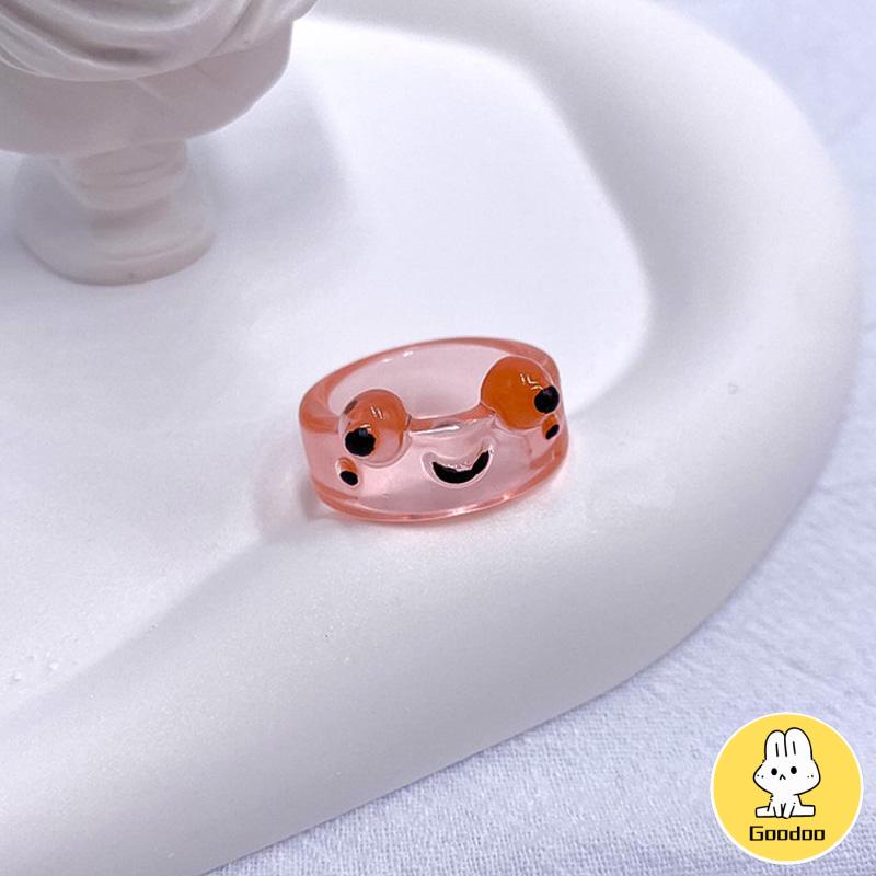 Katak Resin Cincin Warna-warni Kepribadian Hewan Kartun Cincin Jari Lucu -Doo