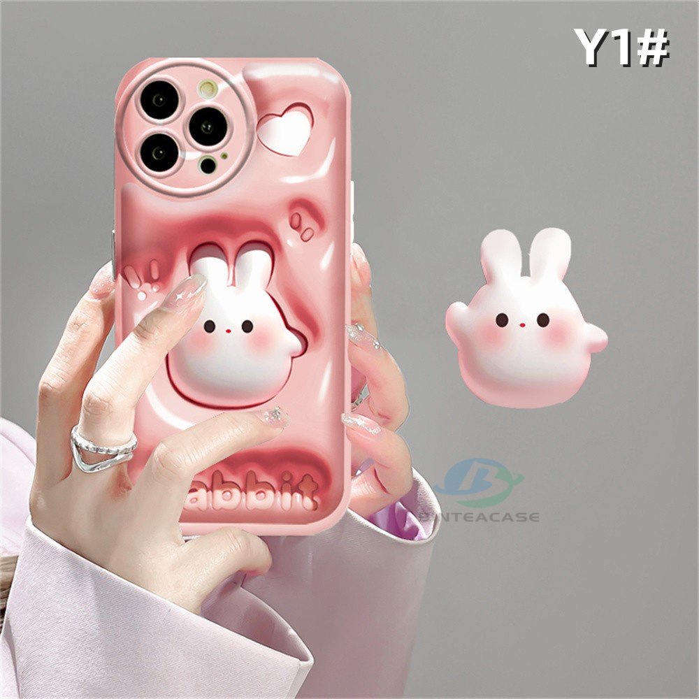 Casing hp Vivo Y02 Y16 Y22 Y22S Y35 Y21 Y21S Y21T Y33T Y33S Y17 Y15 Y12 Y11 Y20 Y20S Y12S Y12A Y91C Y1S Y95 Y93 Y50 Y30i Y15S Y15A Kartun Kelinci Lucu Bebek Silicone Airbag Case Binteacase