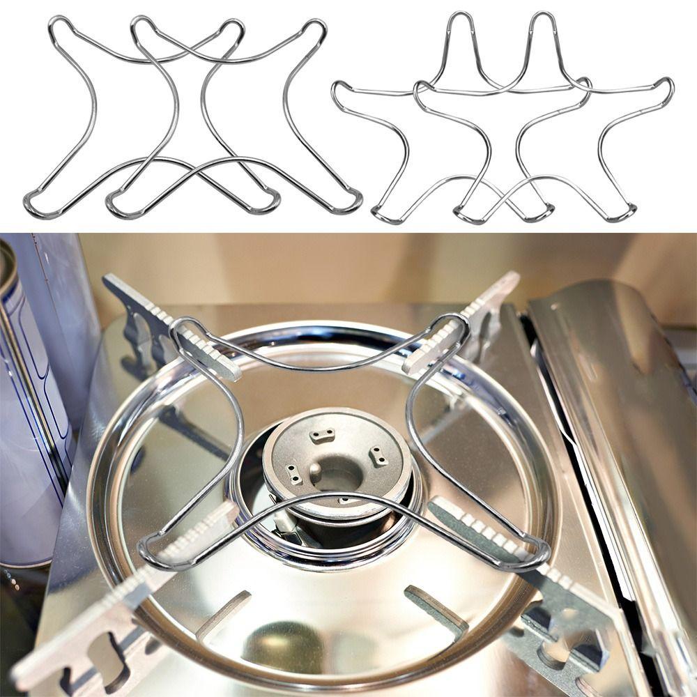 Solighter 2Pcs Stove Top Support Stainless Steel Bagian Peralatan Masak Aksesoris Dapur Tempat Panci Masak