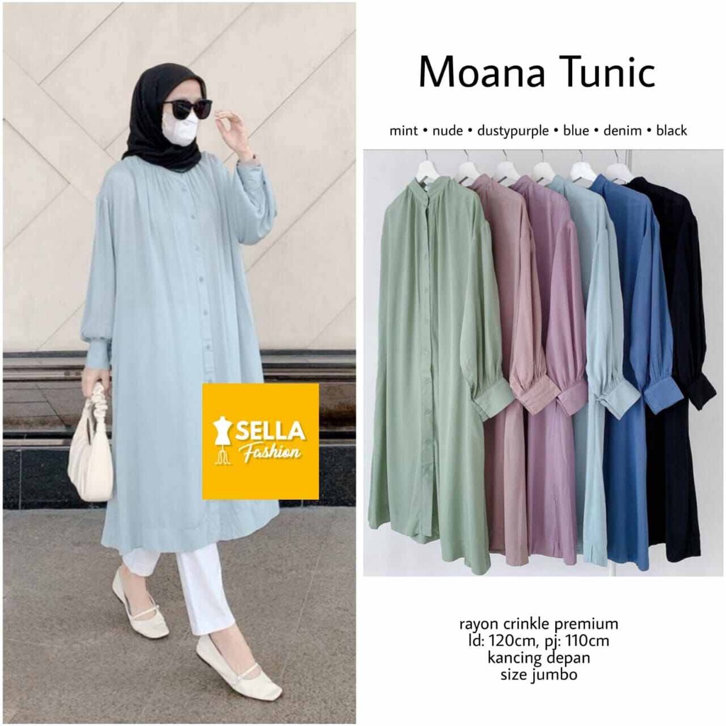 Moana long tunik polos kekinian viral