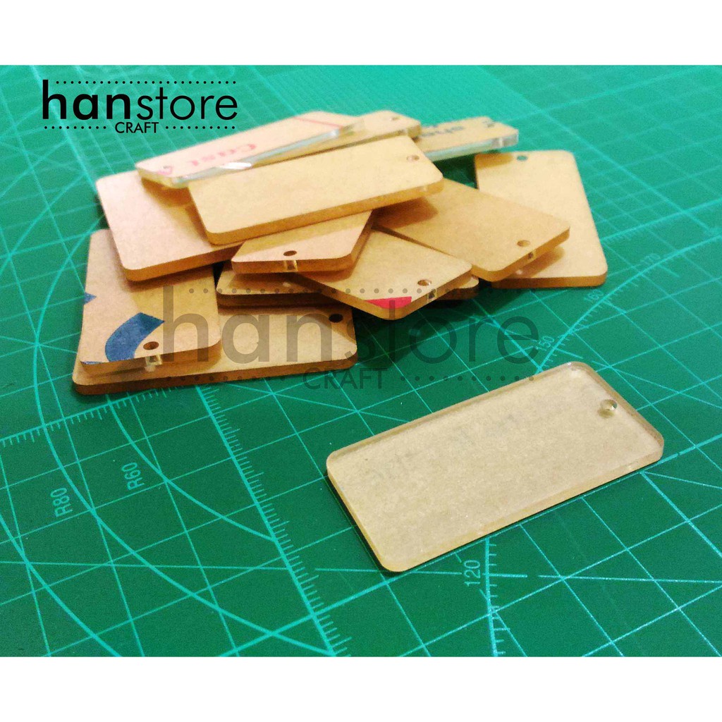RS Akrilik 2mm gantungan kunci uk. 5 x 2.2 cm polos laser cutting