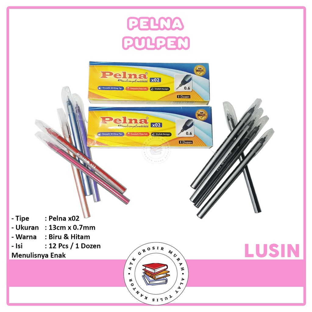 

PELNA - Pulpen Warna Tinta Biru & Hitam x02 0.6mm - Lusin