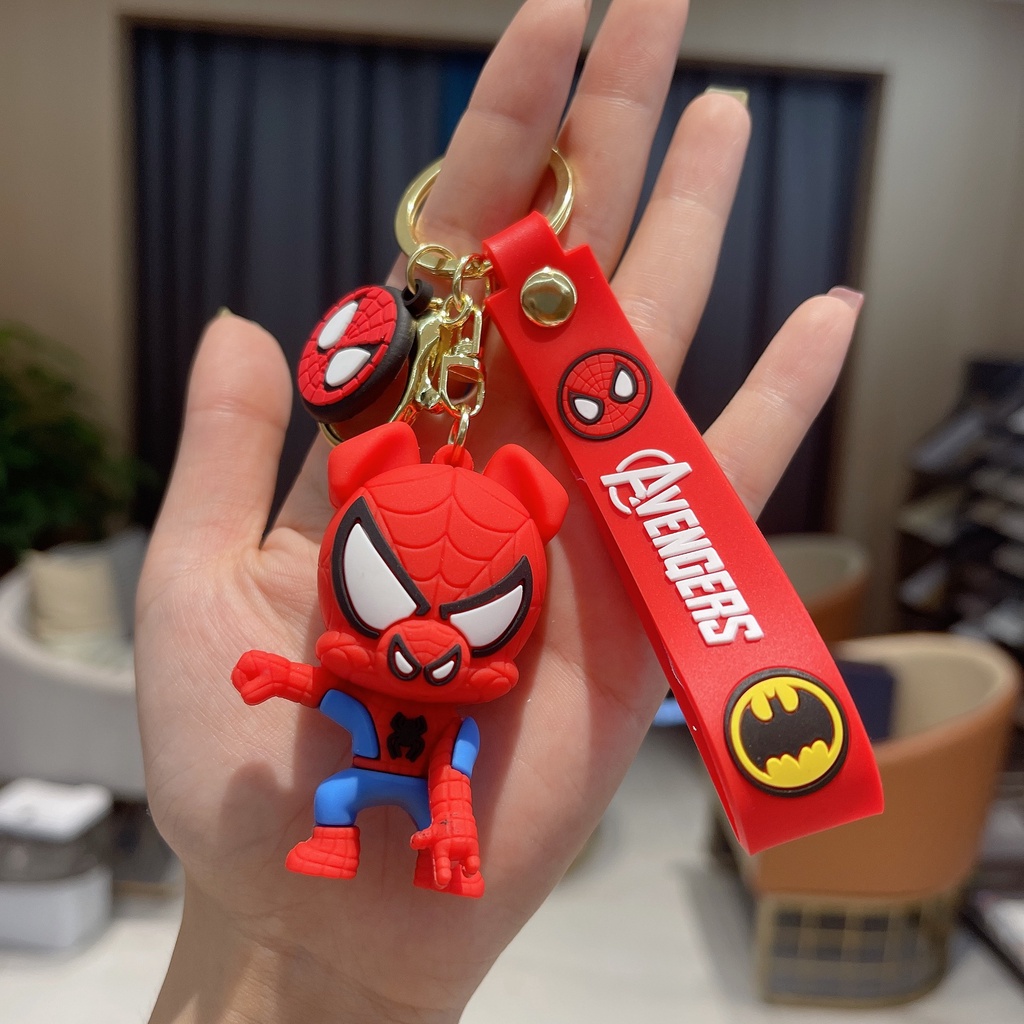 Kartun Anime Spider Man Liontin Gantungan Kunci Marvel Gantungan Kunci Mobil Cincin Ponsel Tas Gantung Perhiasan Untuk Hadiah Anak