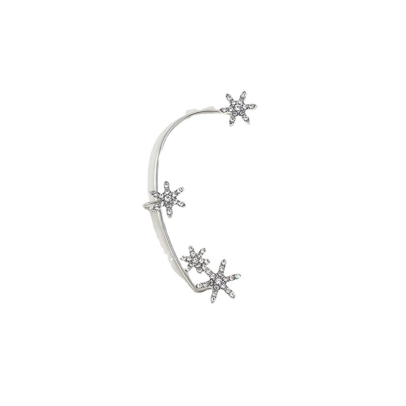 Desain Kecil Anting Klip Tulang Telinga Canggih Snowflake Ear Hanging Anting Terintegrasi Enam Bintang