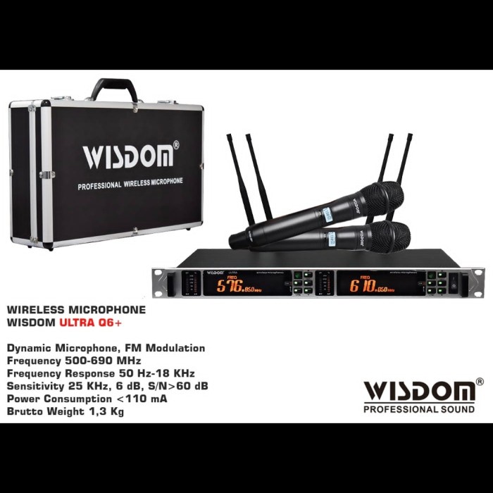 Mic Wireless WISDOM ULTRA Q6+ 2Mic Handle Wireless Ada 2 Warna