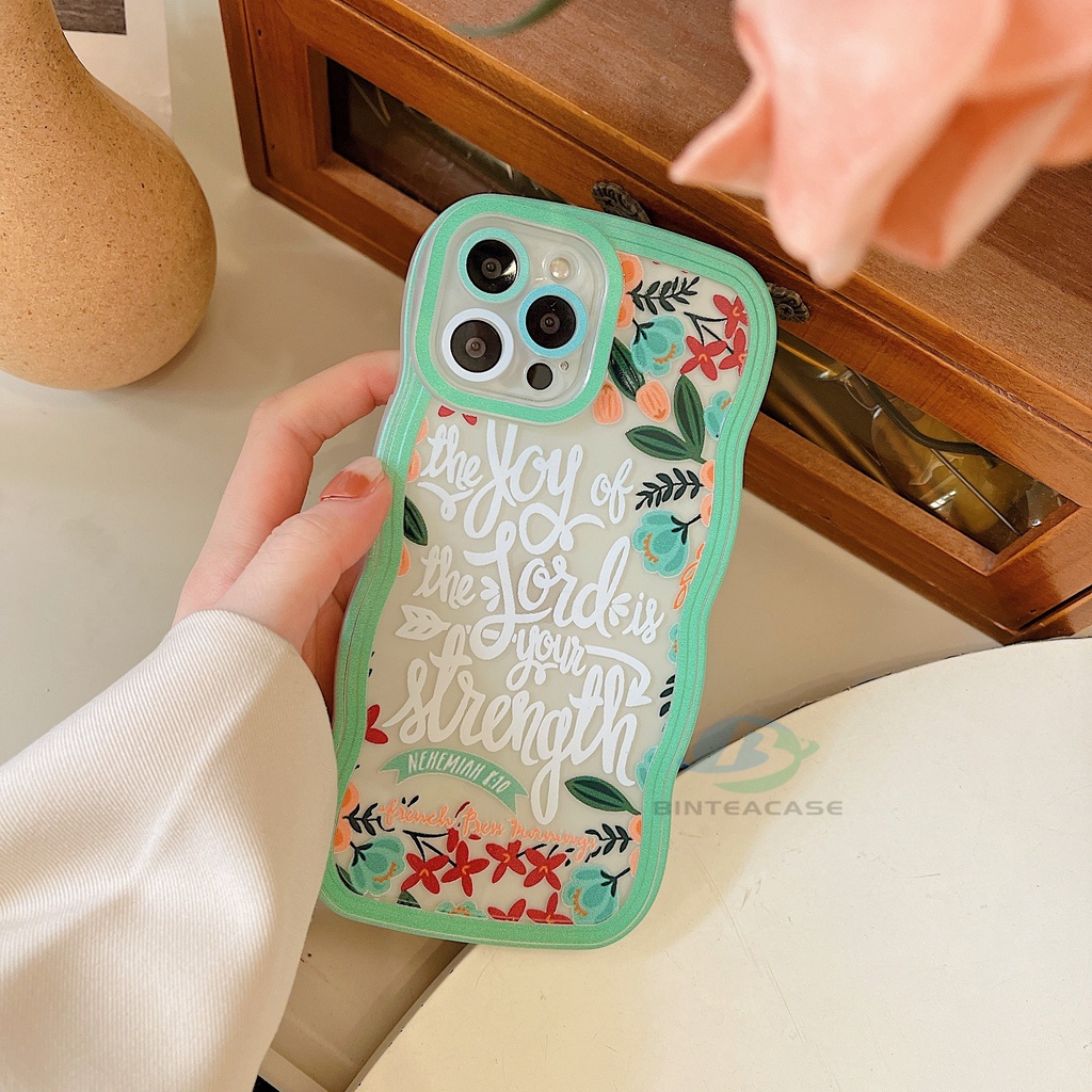 IPHONE Iphone14plus 14 Pro MAX IPhone13 Pro MAX 11PRO 11PRO MAX 12 12Pro MAX XR XS Max6 6S 7 8 Plus SE 2020 Bunga Segar Dan Tanaman Hijau Tepi Melengkung TPU Phone Case Binteacase