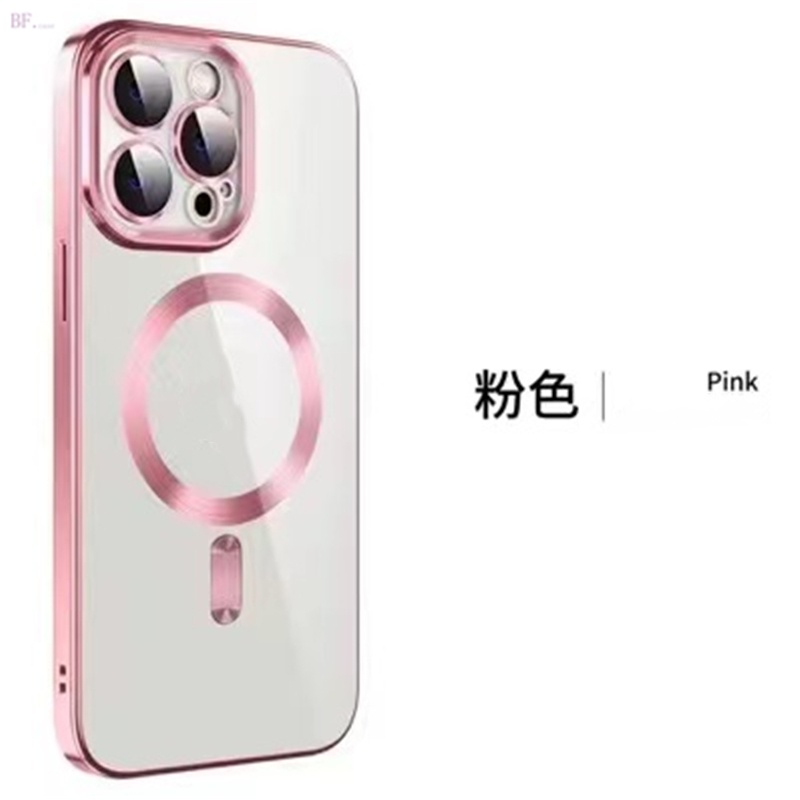 IPHONE Casing Magnetik Electroplated Lembut Untuk Iphone14 13 12 11 Pro Max Perlindungan Lensa Tempered Glass