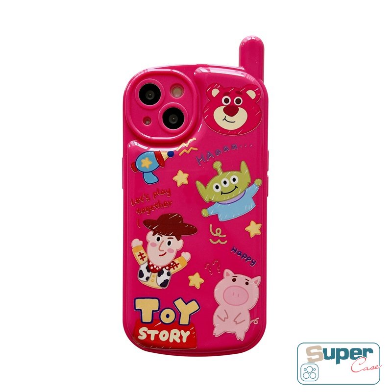 IPHONE Casing Manyo Beruang Strawberry Lucu Kompatibel Untuk Iphone7 8 Plus XR X 7Plus 11 13 12 14 Pro MAX XS MAX SE 2020 Toy Story Kepribadian Kreatif Bentuk Ponsel Retro Glossy Soft Tpu Case