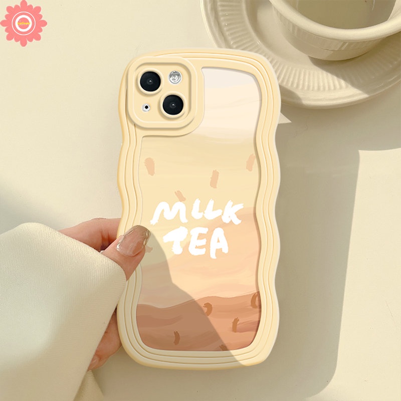 Casing Soft Case Redmi A1 12C 9 10 9A 9T 10C A1+10A 9C NFC Redmi Note 11 9 8 10s 11s 10 11Pro 9s 10Pro Max POCO X3 NFC Pro M3 Mi 11T Pro Creative Milk Tea Pattern Wavy Sarung Tepi