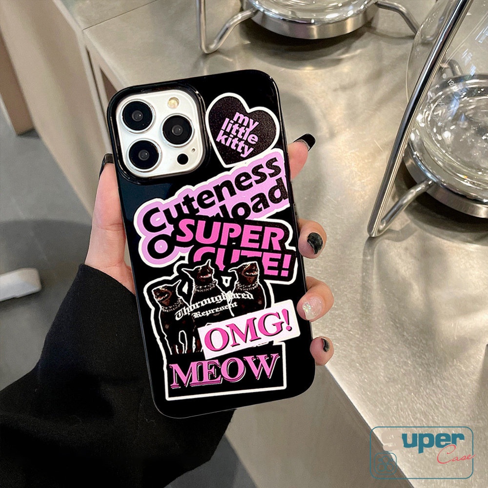 Casing Ponsel Label Kartun Yang Indah Kompatibel Untuk IPhone 7plus 13 11 14 12 Pro Max XR 8 7 Plus X XS Max SE 2020 Pasangan Kucing Anjing Lucu Glossy Lembut Shockproof Camera Protection Cover